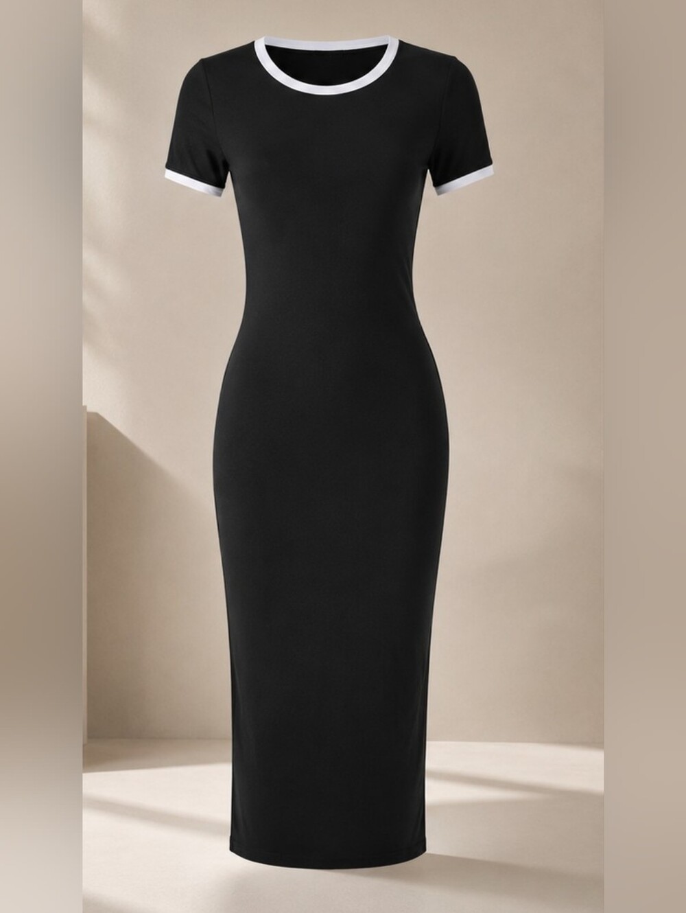 love J Black Midi Dress with White Trim